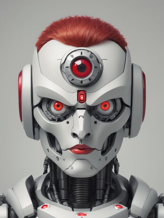 A robot with a red head and one eye