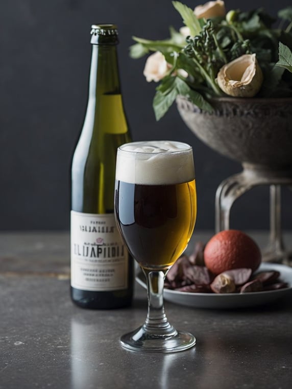 beer glass in a front and beer bottle on a back, dark atmosphere