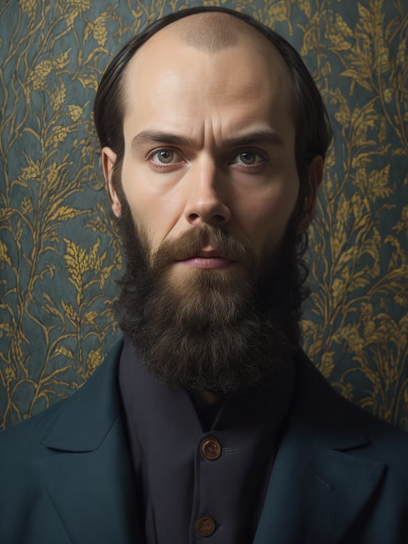 Portrait of Fyodor Dostoevsky, style of Catherine Nolin, Painting, Acrylic, Oil, Portrait, Interior, USA