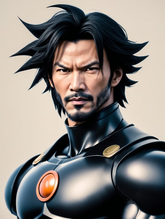 Keanu reaves as black goku from dragon ball on the planet namek