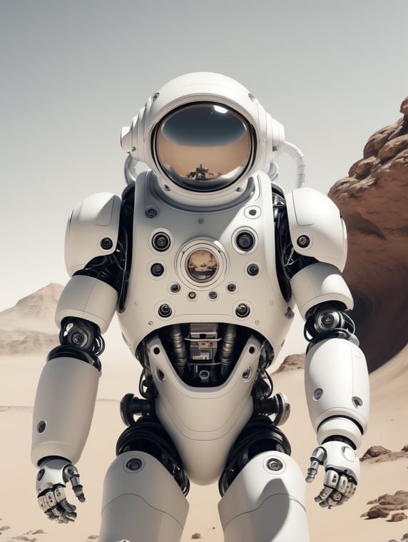 robotic astronaut in open space