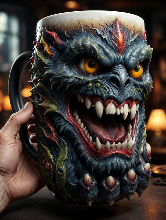 monster hand hold mug