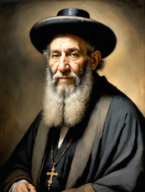 painting by Rembrandt van Rijn of an old Orthodox Jewish rabbi; painting by rembrandt van rijn of an old orthodox jewish rabbi