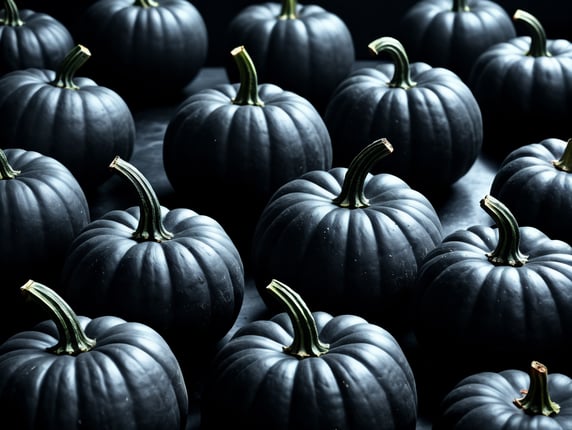 Black pumpkins on a black background