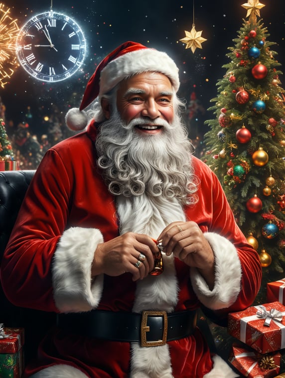 Happy New Year 2024, Holiday mood, Santa on the cover of Vogue