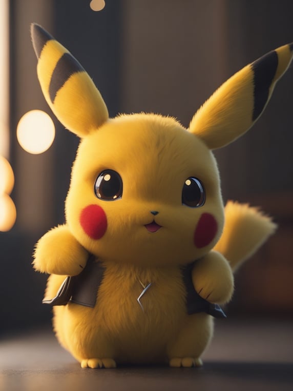 Pikachu, cute, really cute, cozy, elegant, detailed render, cute cartoon style, digital art, fantasy concept art, unreal engine