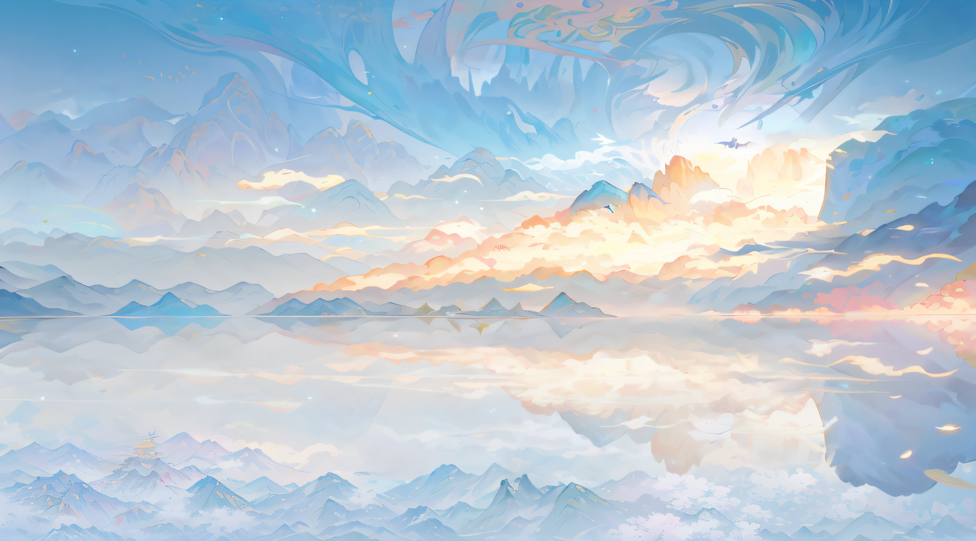 Stable Diffusion Prompt: Beautiful mountain range painting with clouds ...