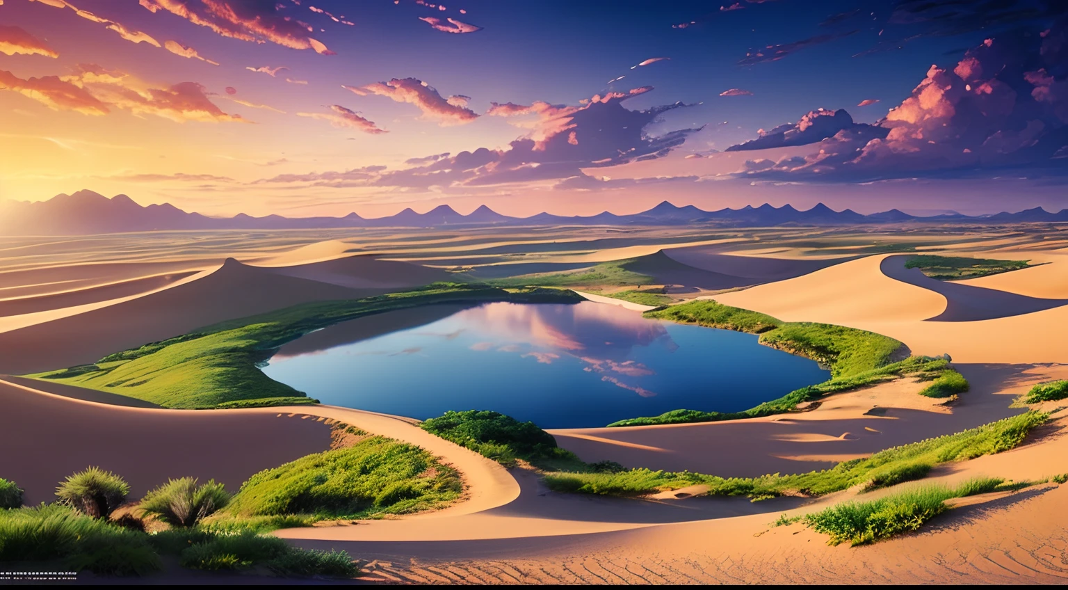 Stable Diffusion Prompt: Arafed view of a lake in the middle of a desert