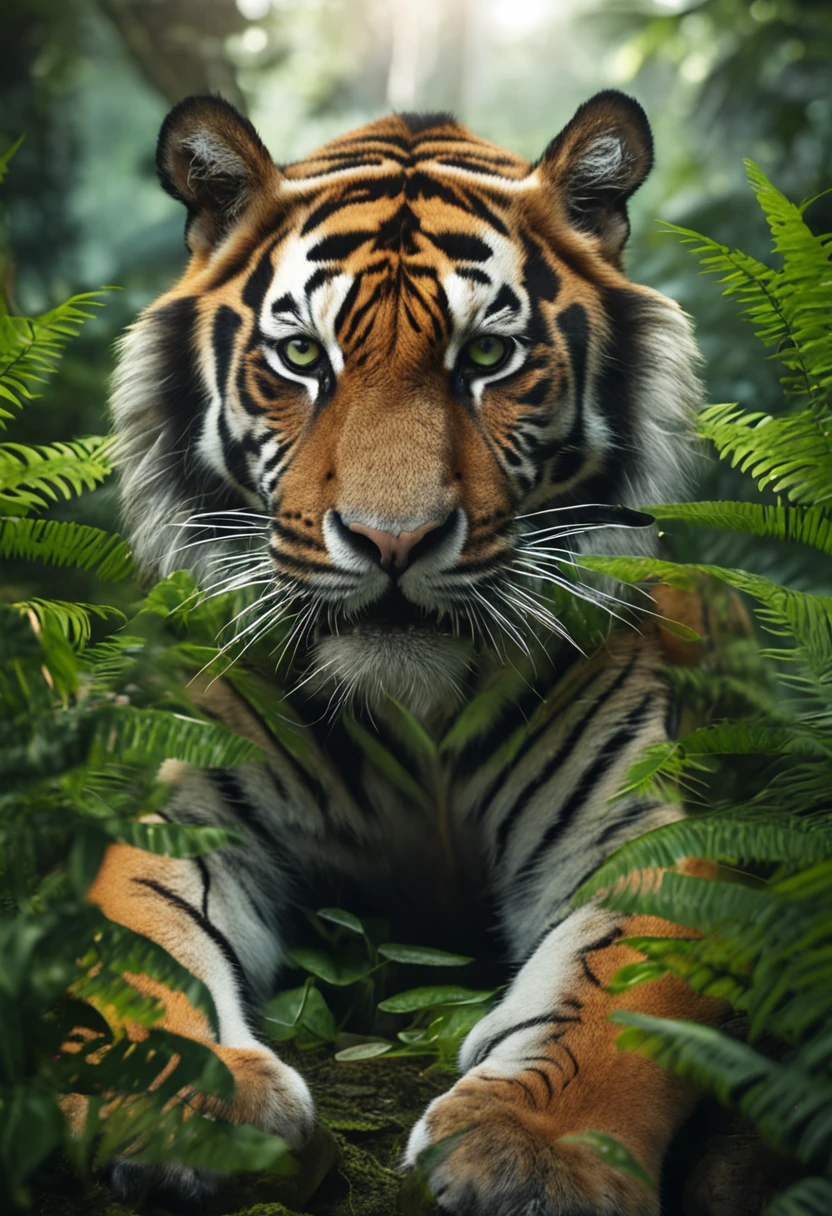 Stable Diffusion Prompt: A close up of a tiger in the middle of a forest