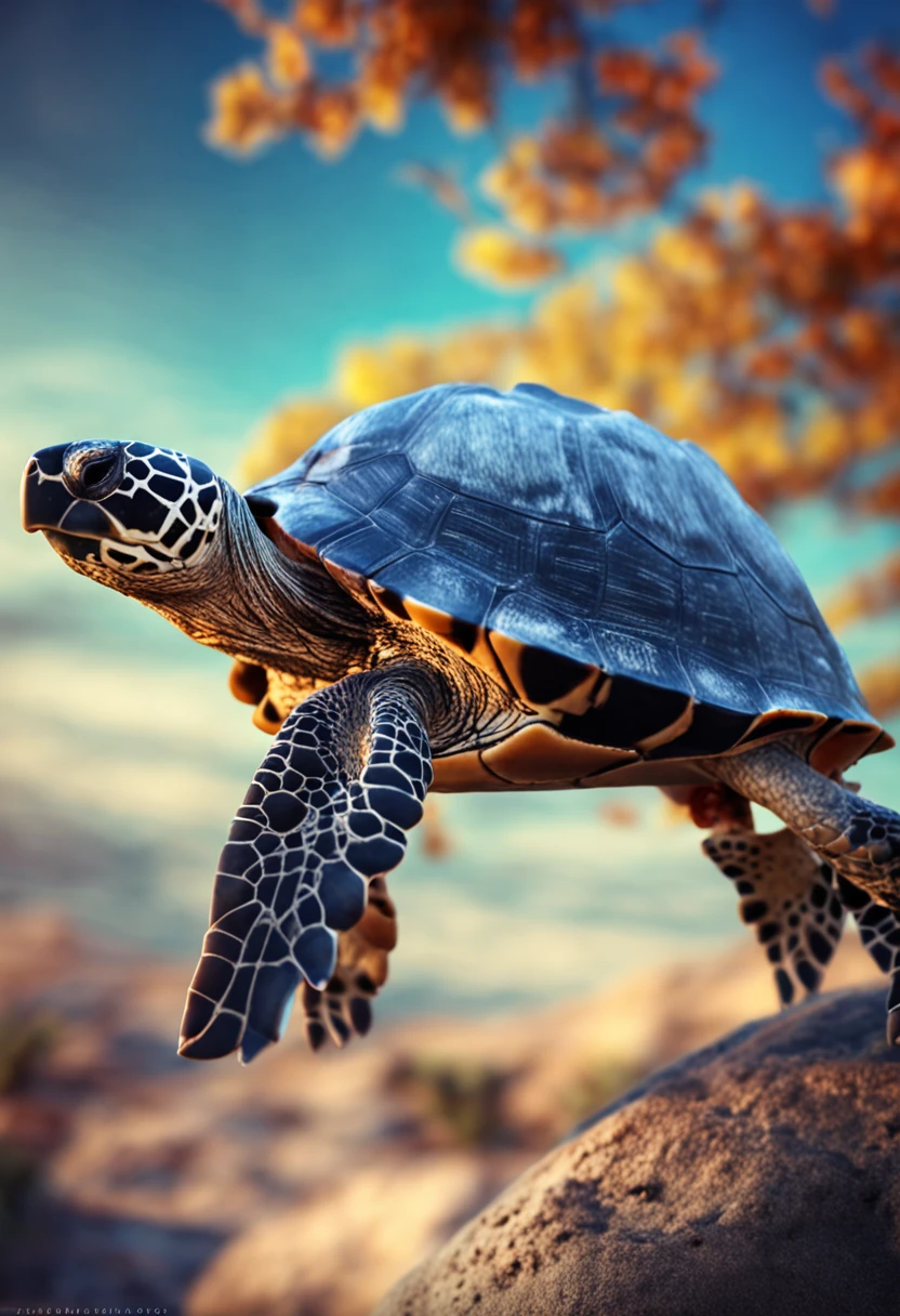 Stable Diffusion Prompt: A close up of a turtle on a rock with a tree ...