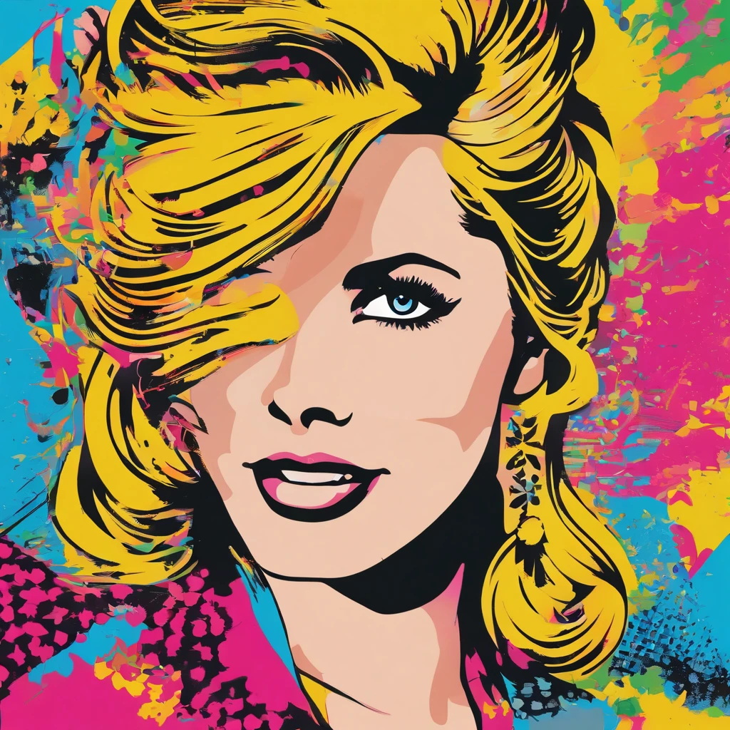 Stable Diffusion Prompt: Blonde woman portrait with vibrant blue ...
