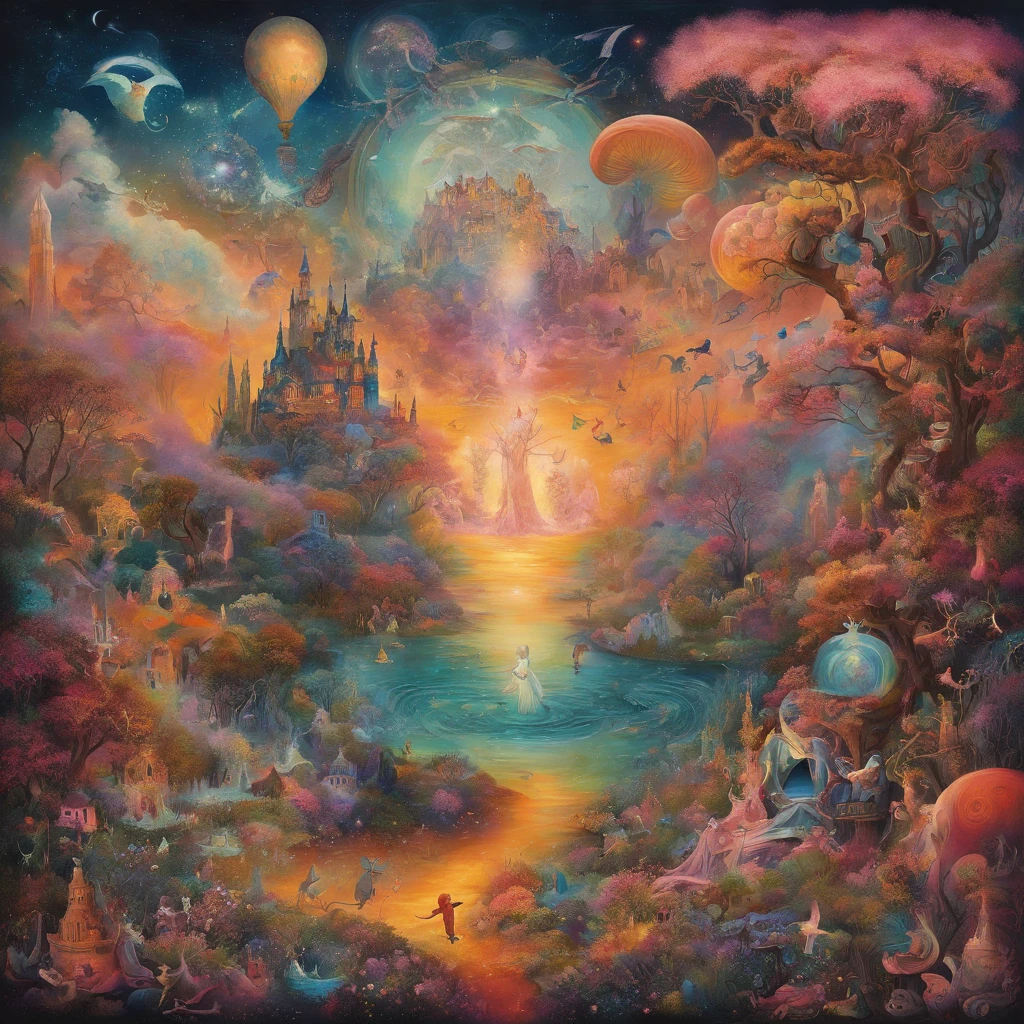 Stable Diffusion Prompt: A painting of a fantasy scene with a castle ...
