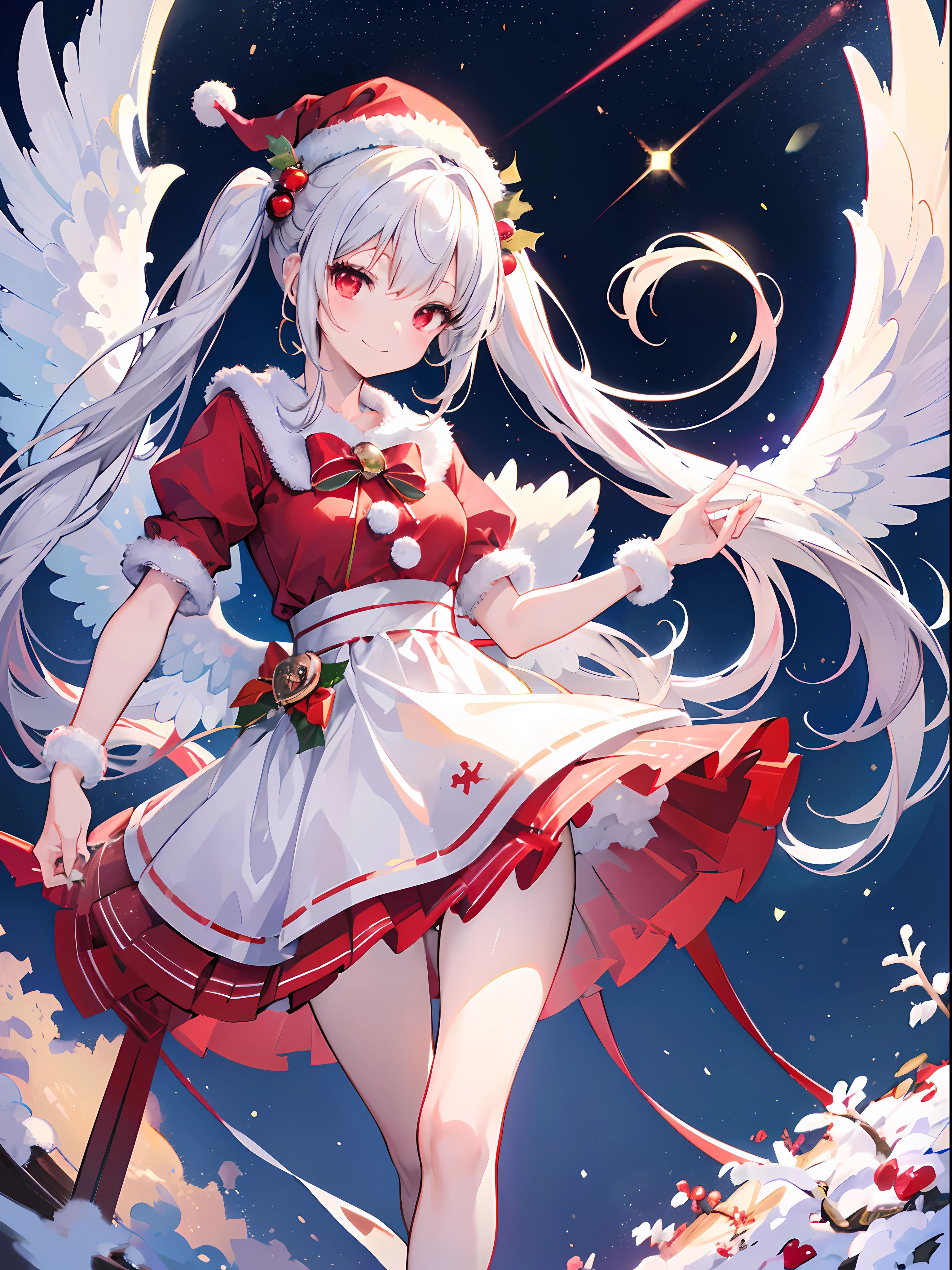 Stable Diffusion Prompt: Anime girl with white hair and angel wings in ...