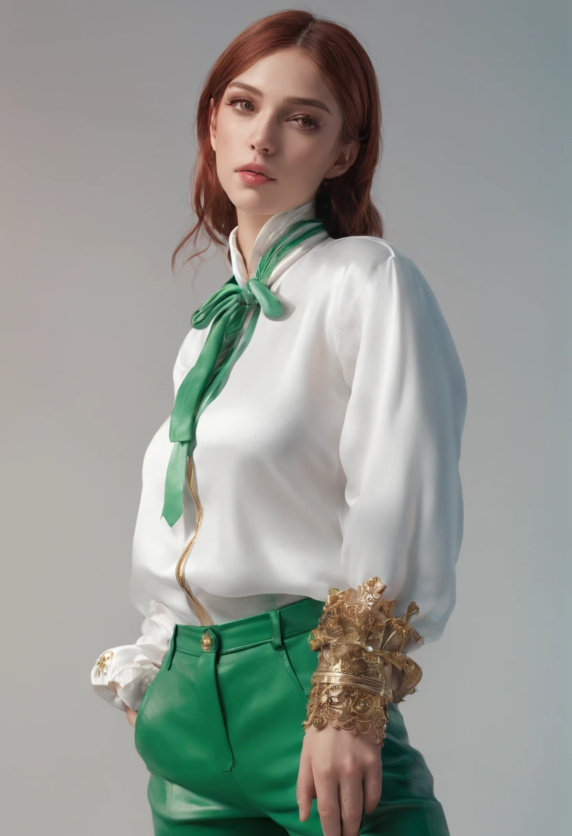 Stable Diffusion Prompt: Arafed woman in green pants and a white shirt ...
