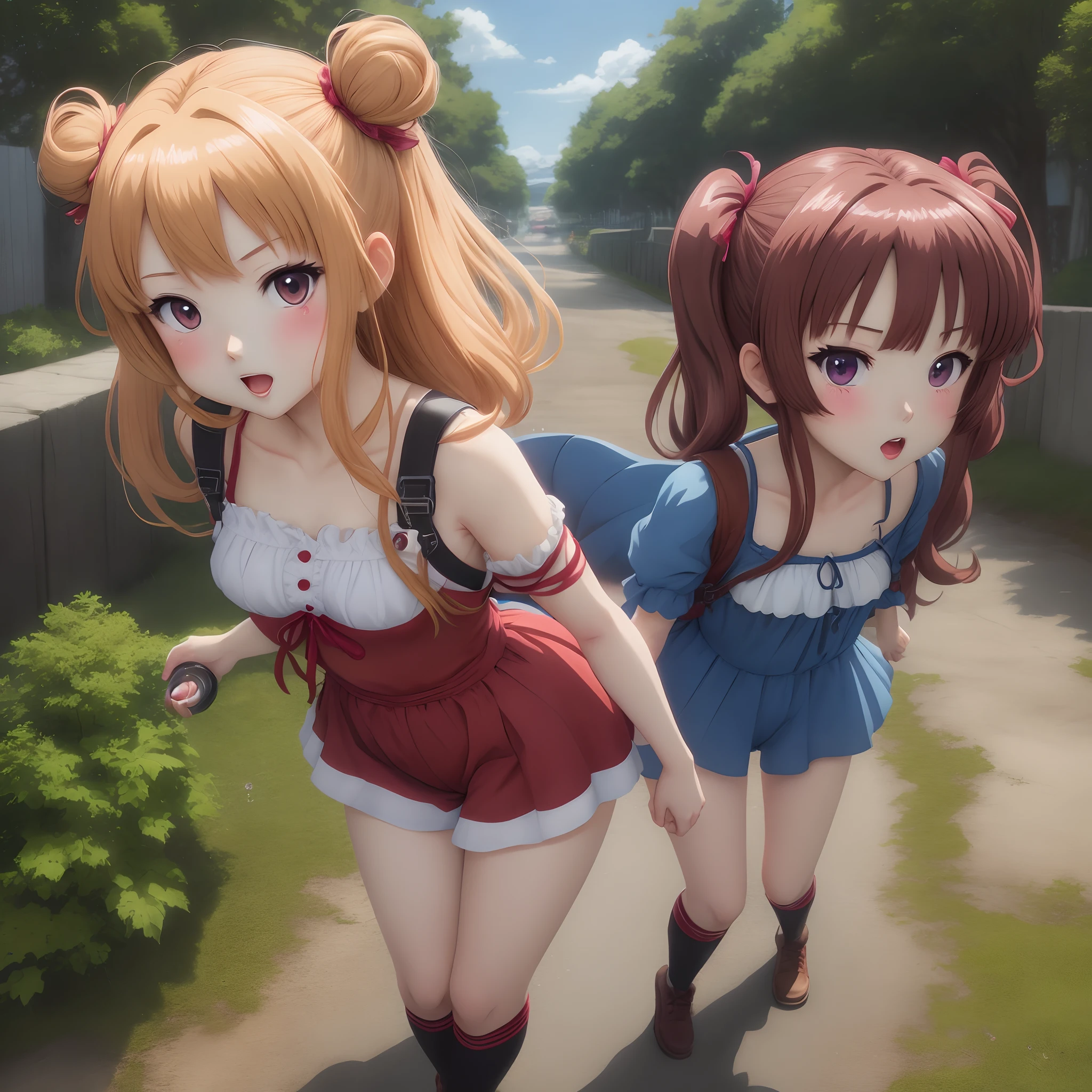 Stable Diffusion Prompt: Anime girls walking down a path – cute ...