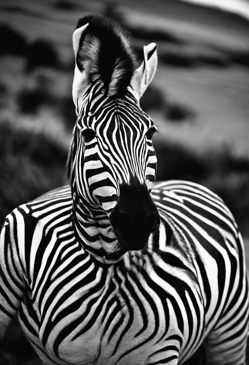 Stable Diffusion Prompt: Zebra standing in a field with a blurry background