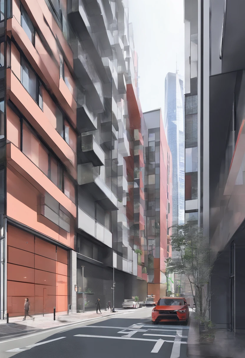 Stable Diffusion Prompt: Rendering of a city street with a red car ...