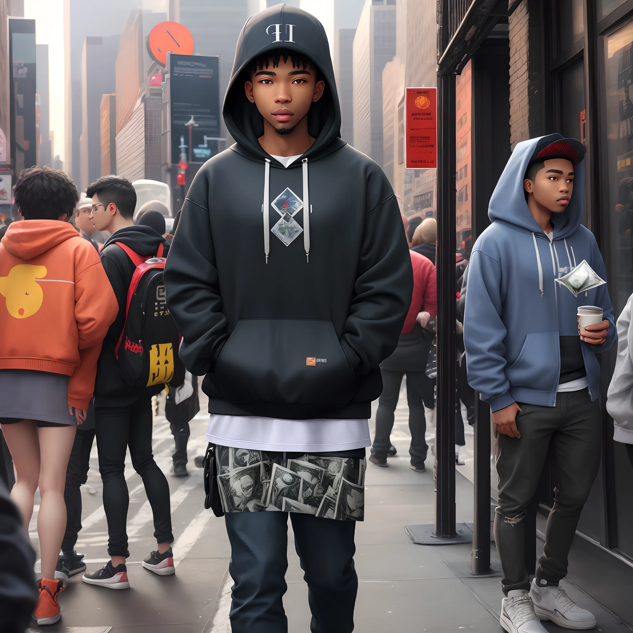 Stable Diffusion Prompt: Arafed in hoodie and jeans on city street ...