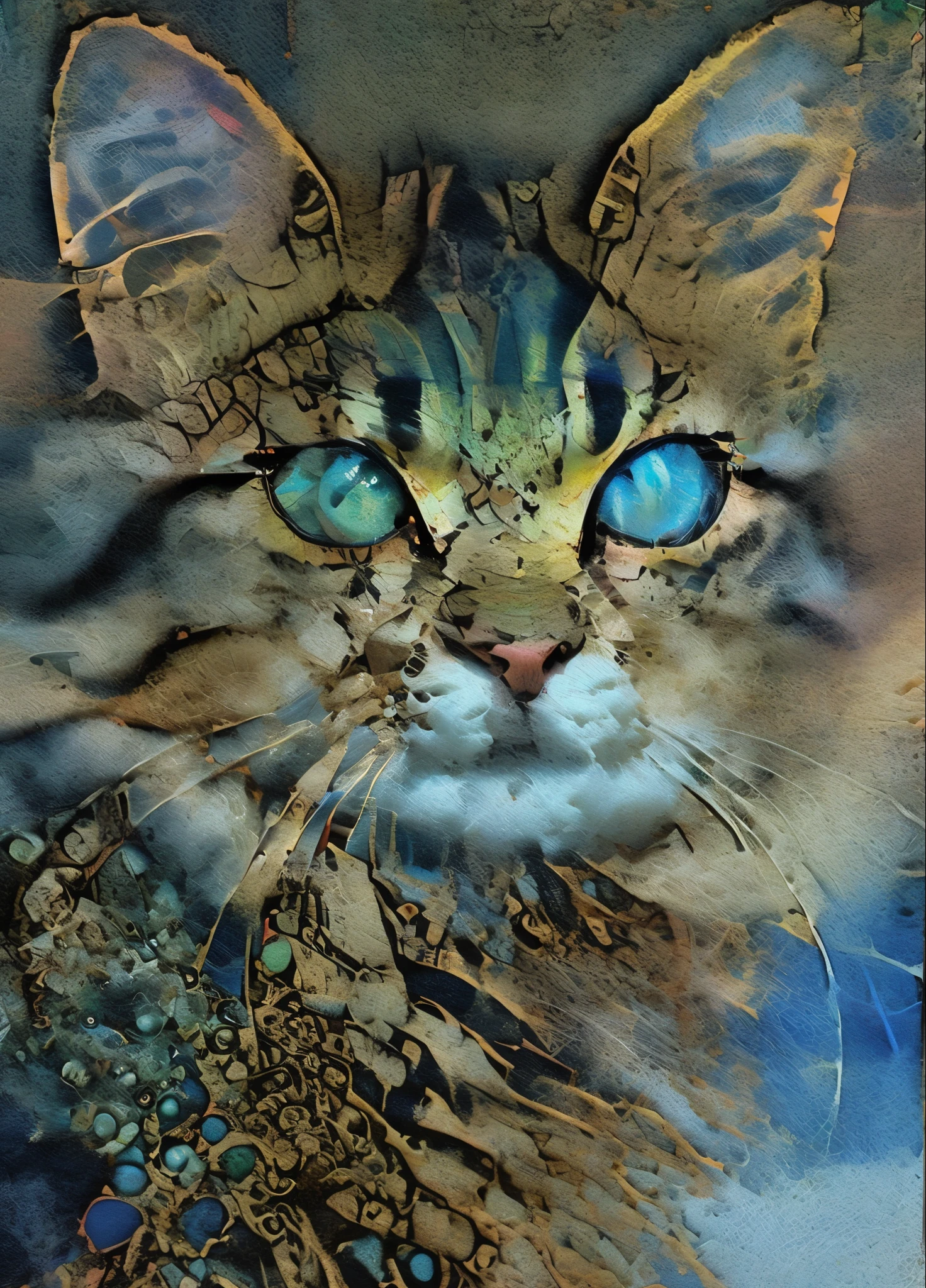 Stable Diffusion Prompt: Cat with blue eyes against a dreamy cloud ...