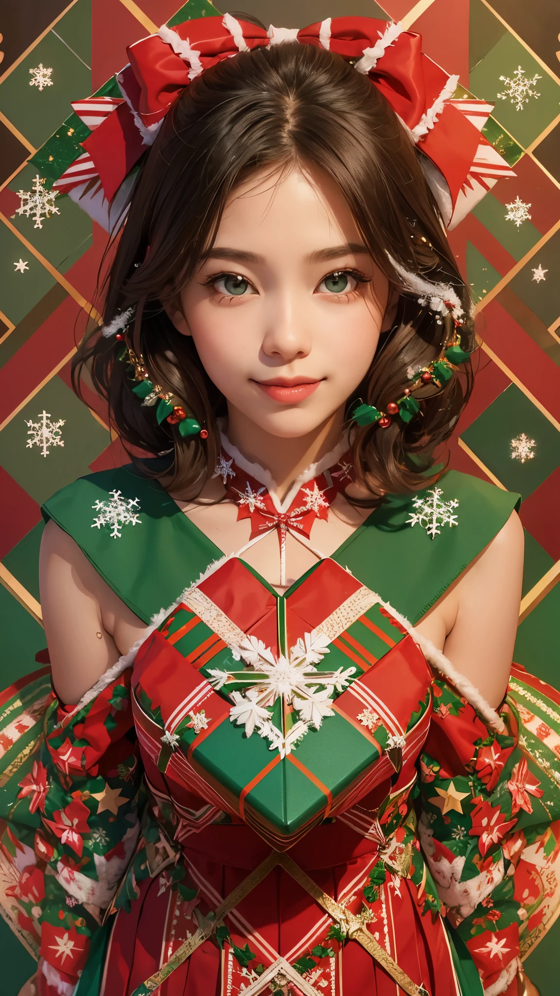 Stable Diffusion Prompt: Elegant woman in red and green dress, perfect ...