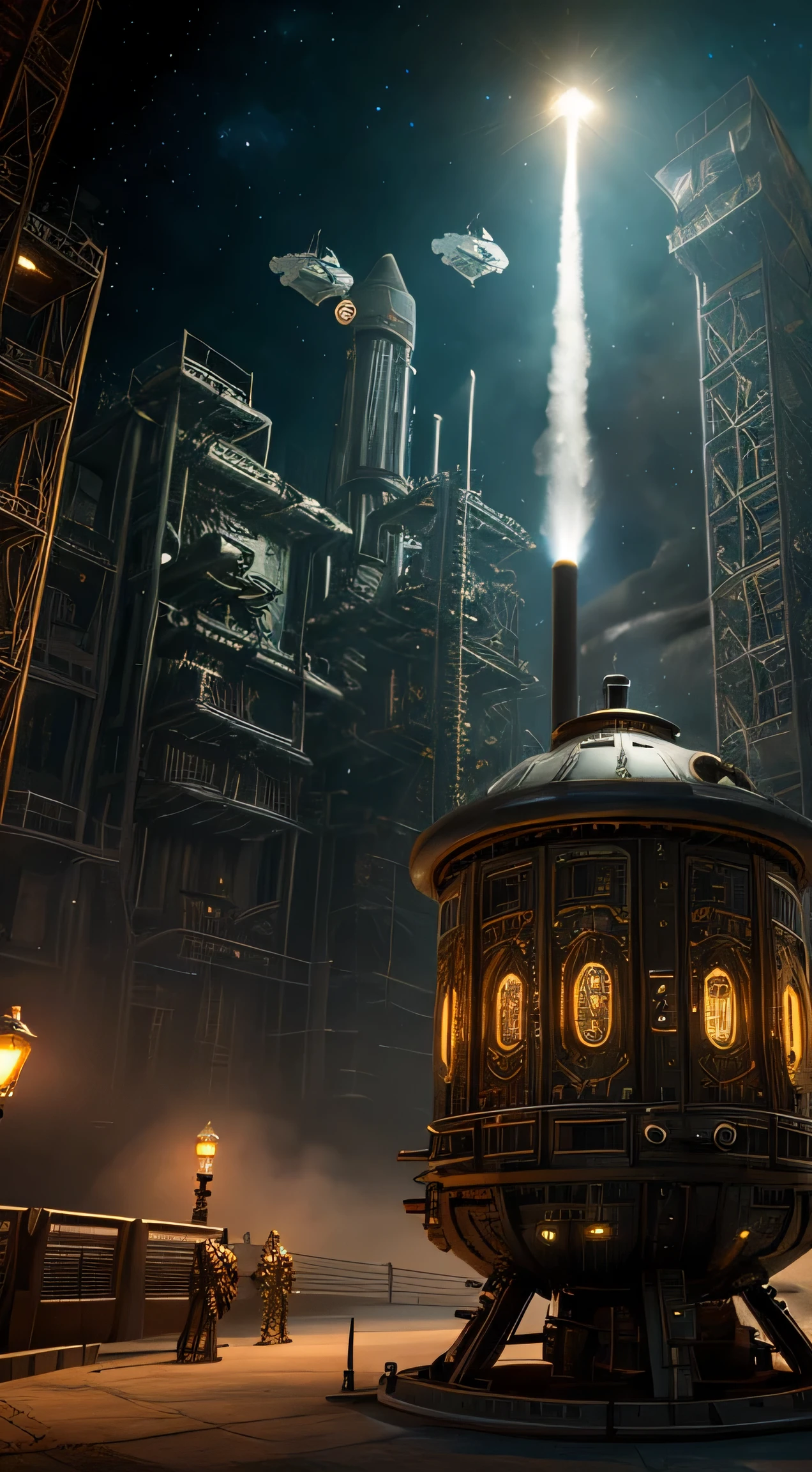 Stable Diffusion Prompt: Arafed image of a steam powered building in a city