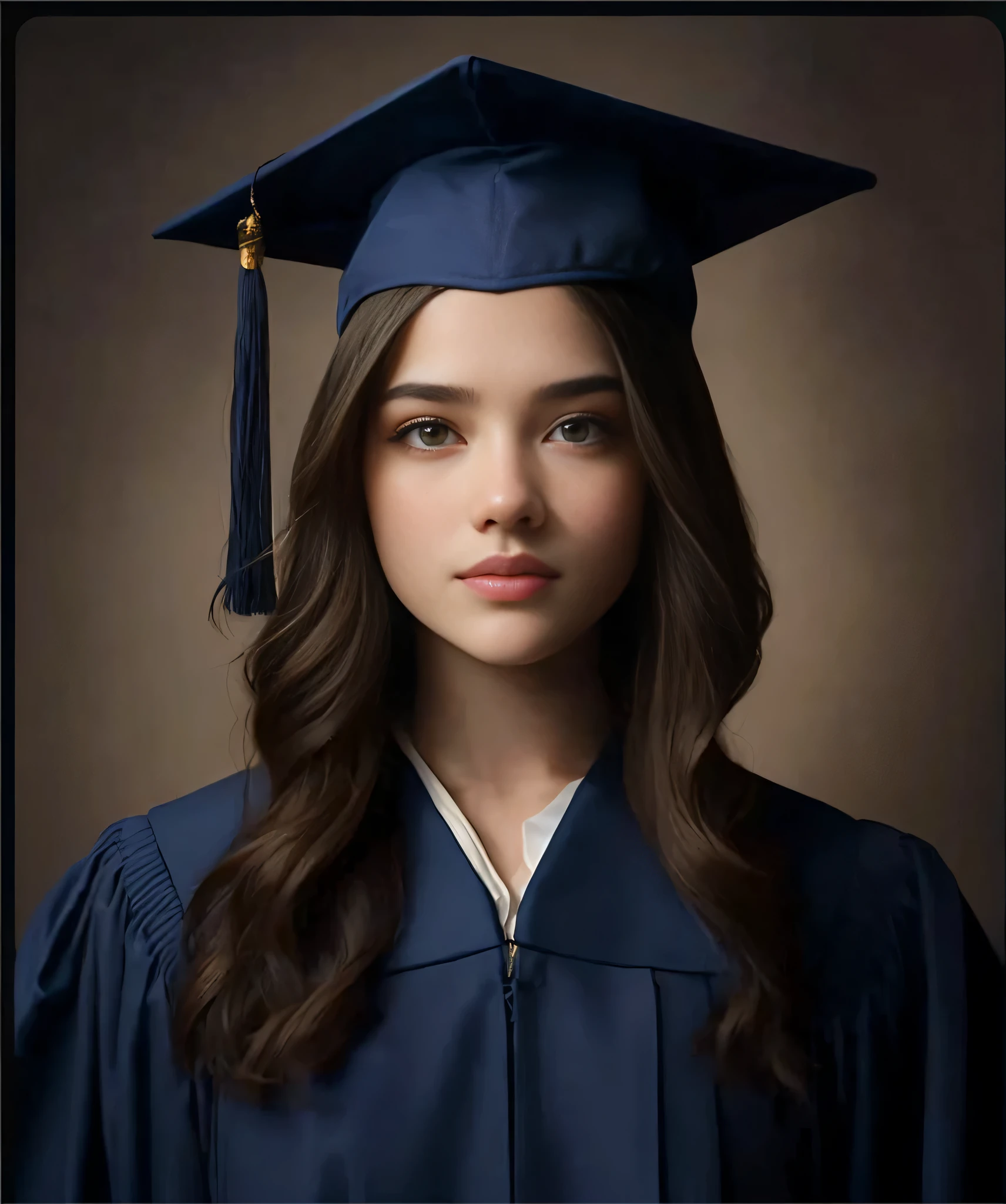 Stable Diffusion Prompt: Graduate woman in cap and gown poses for photo ...