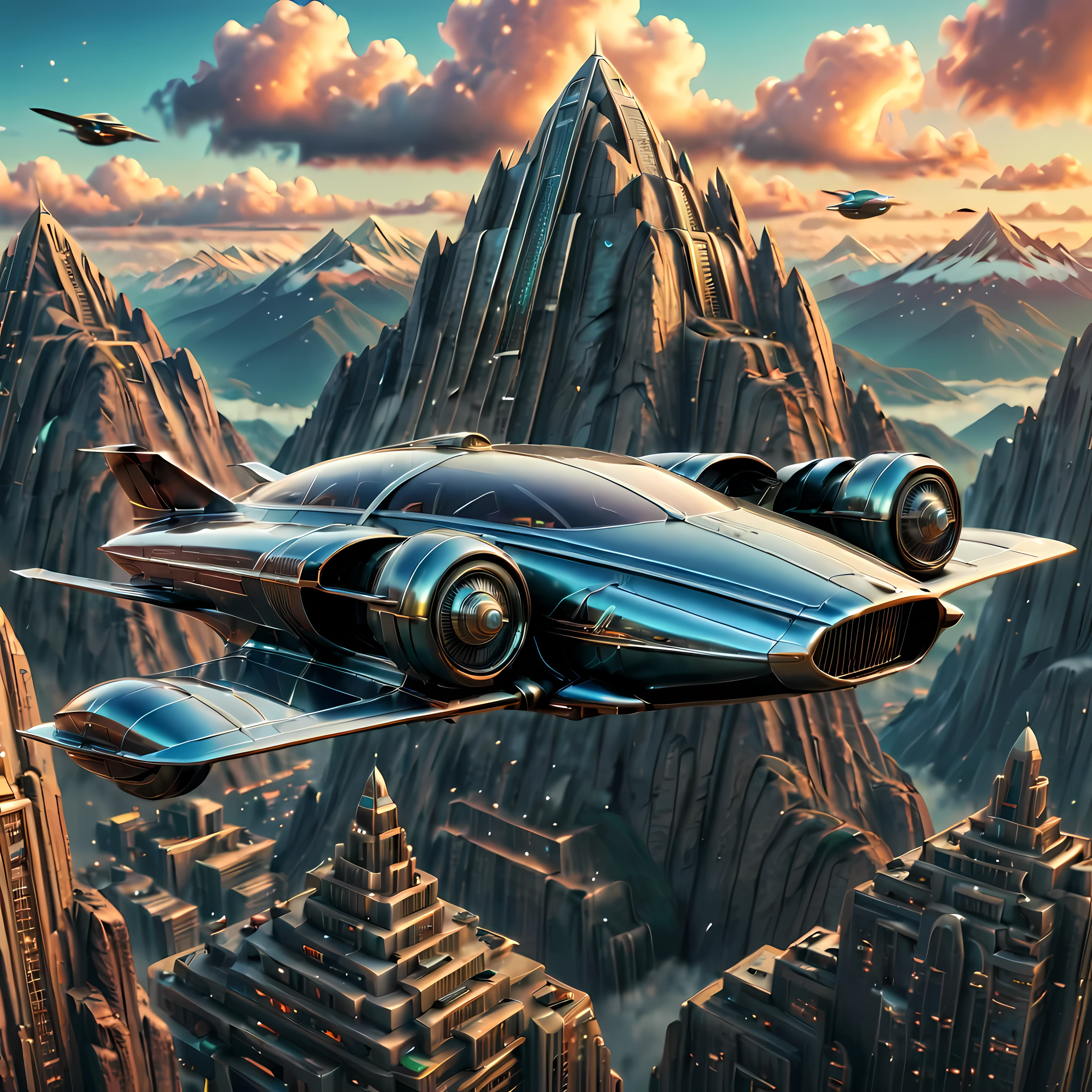 Stable Diffusion Prompt: Futuristic city with a futuristic flying car ...