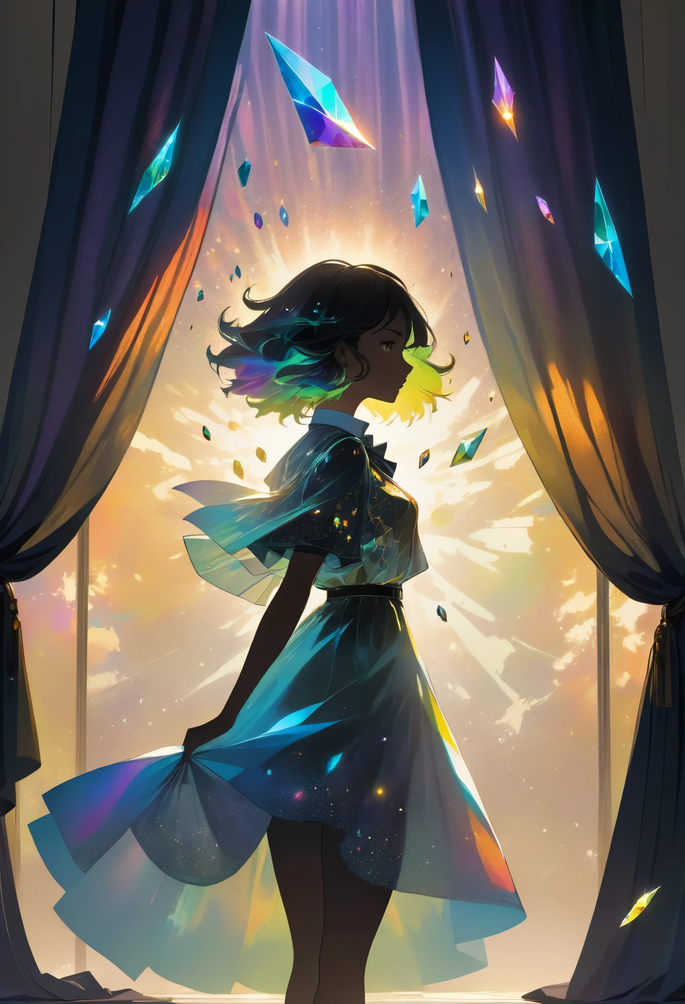 Stable Diffusion Prompt: Girl in dress by window with butterflies ...