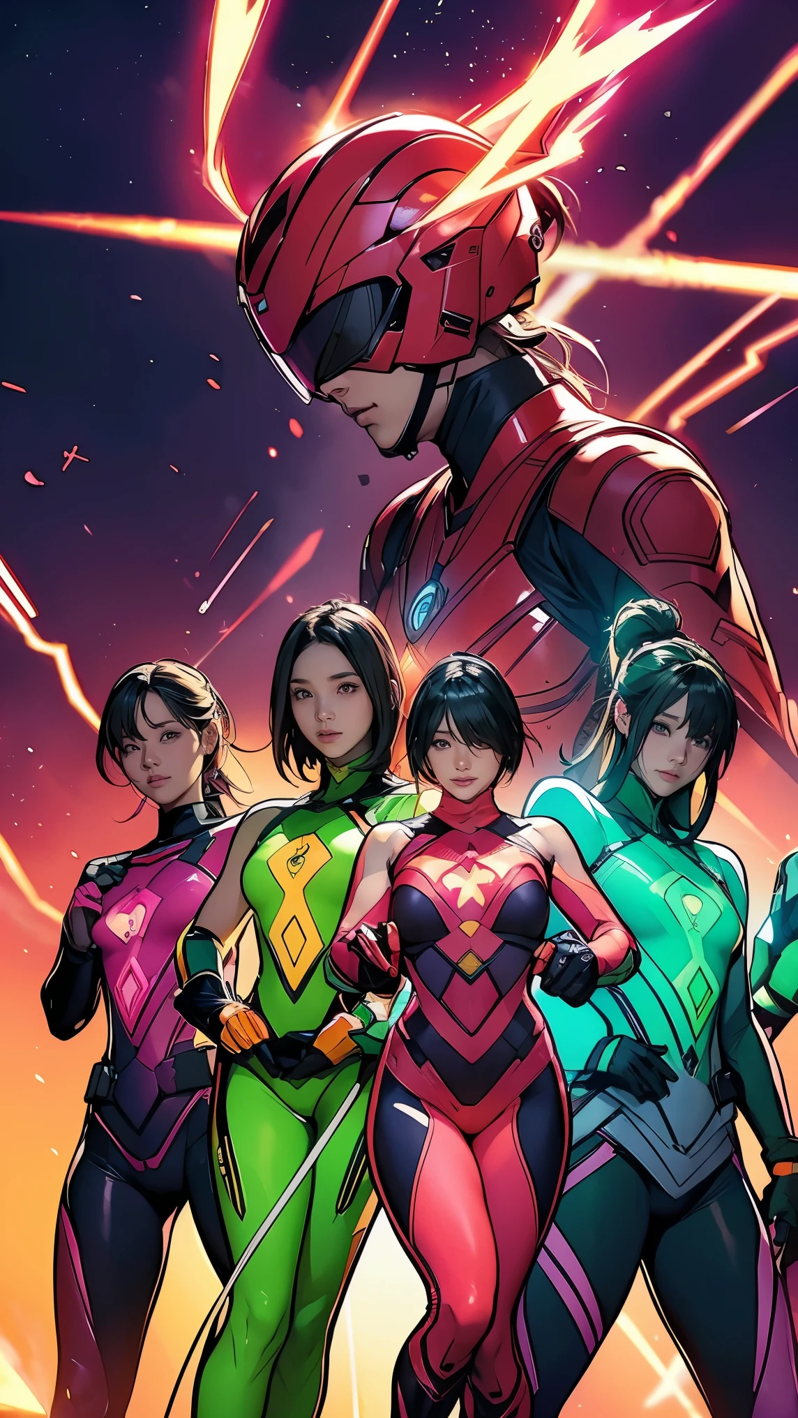 Stable Diffusion Prompt: A group of young justice girls standing in ...
