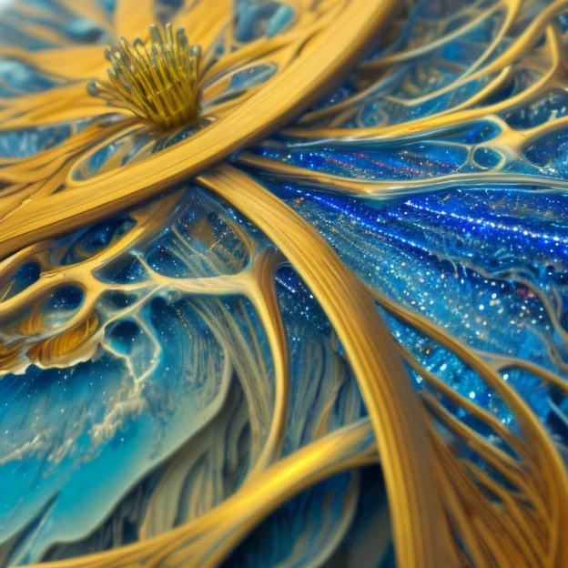 Stable Diffusion Prompt: Sparkling blue steel flower with titanium ...