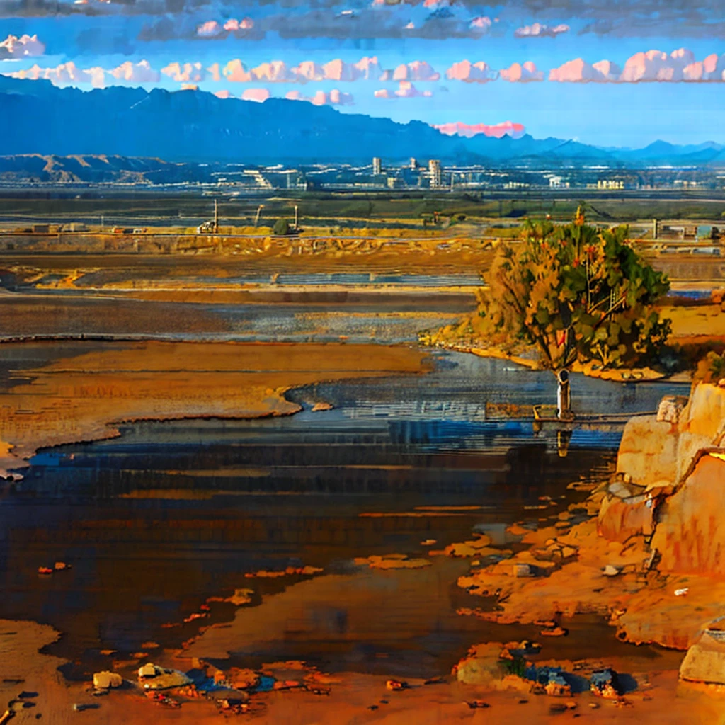 Stable Diffusion Prompt: Rainy dawn over a sparse desert with dark ...