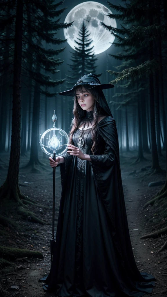 Stable Diffusion Prompt: Mysterious witch reigns in a dark, enchanted ...