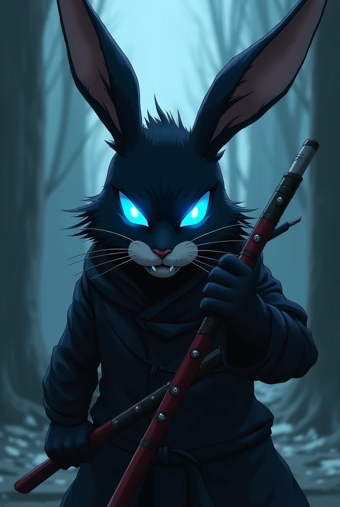 Stable Diffusion Prompt: Rabbit blue eyes ninja anime evil face l ...