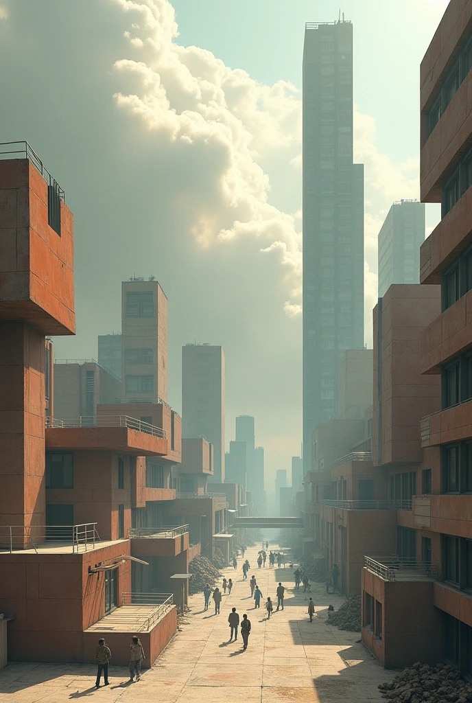 Stable Diffusion Prompt: Bauhaus-inspired polluted city design blending ...