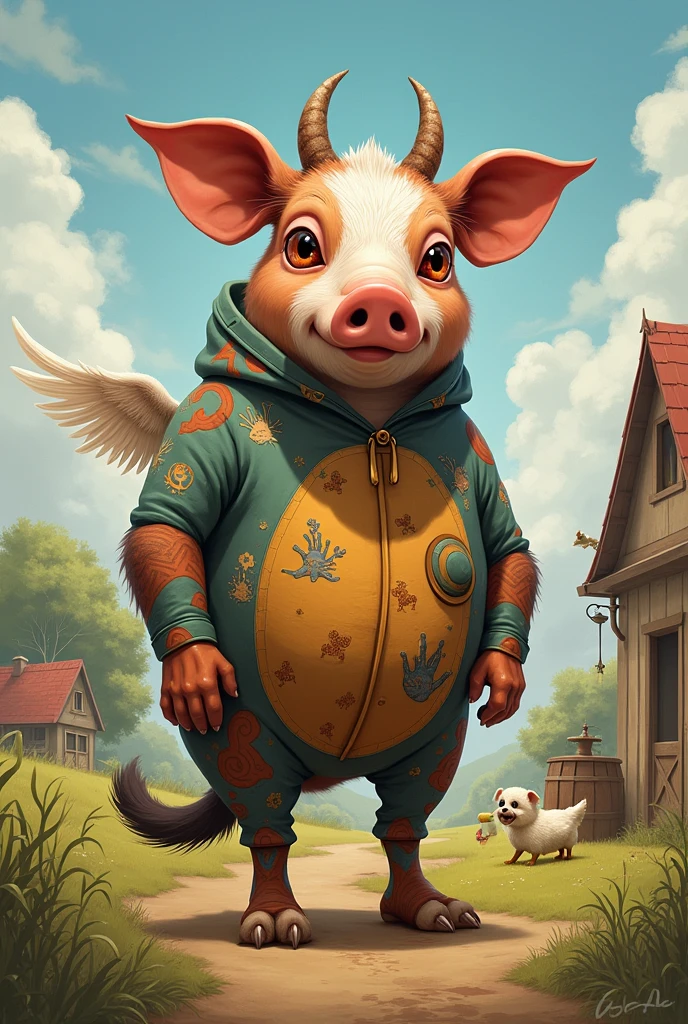 Stable Diffusion Prompt: Hybrid farm animals combining cow, pig, dog ...