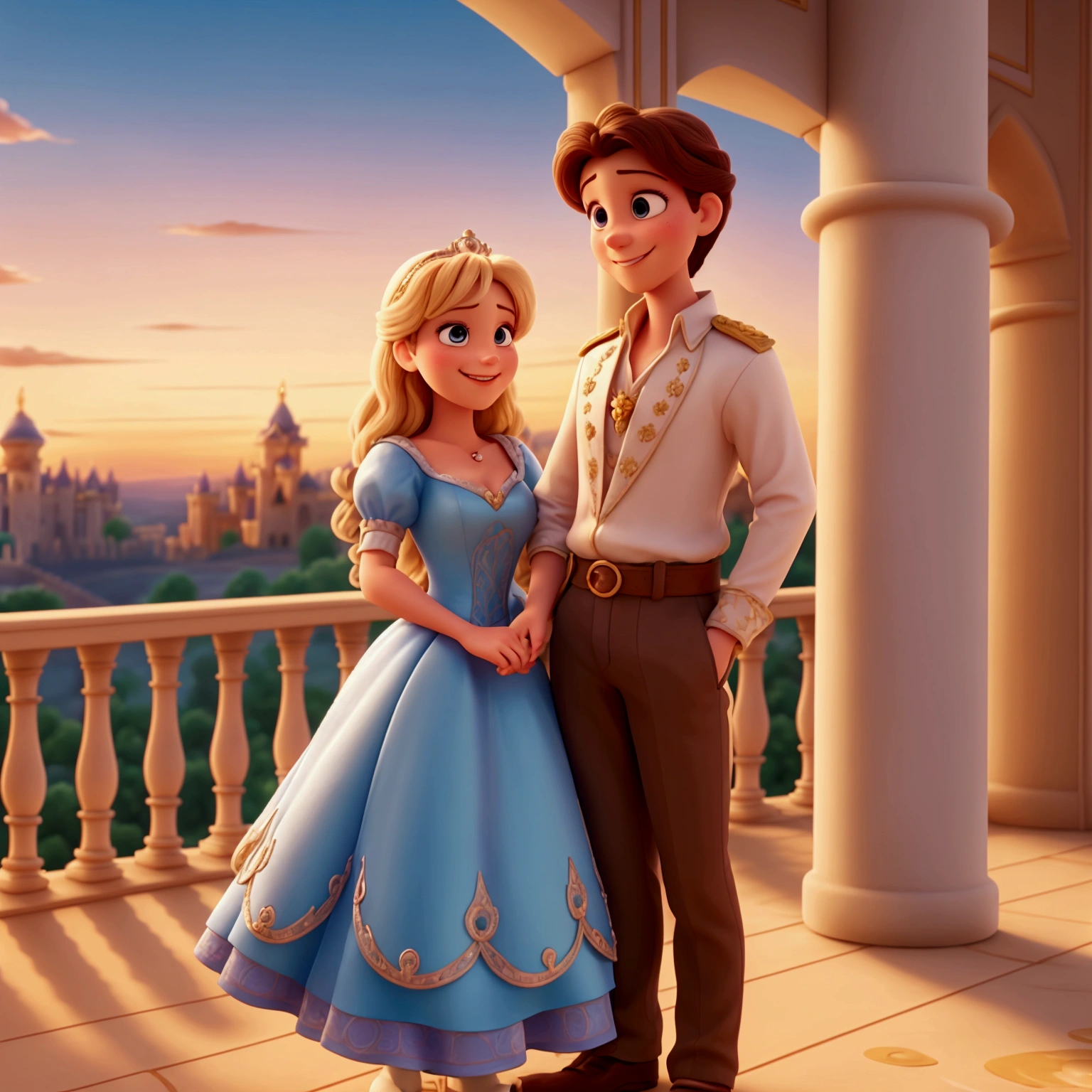 Stable Diffusion Prompt: Cinderella and the Prince are standing ...