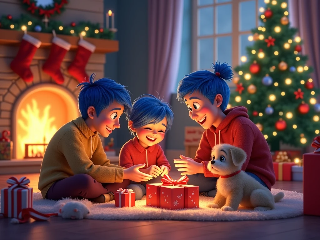 Stable Diffusion Prompt: Joy radiates in a colorful Christmas morning ...