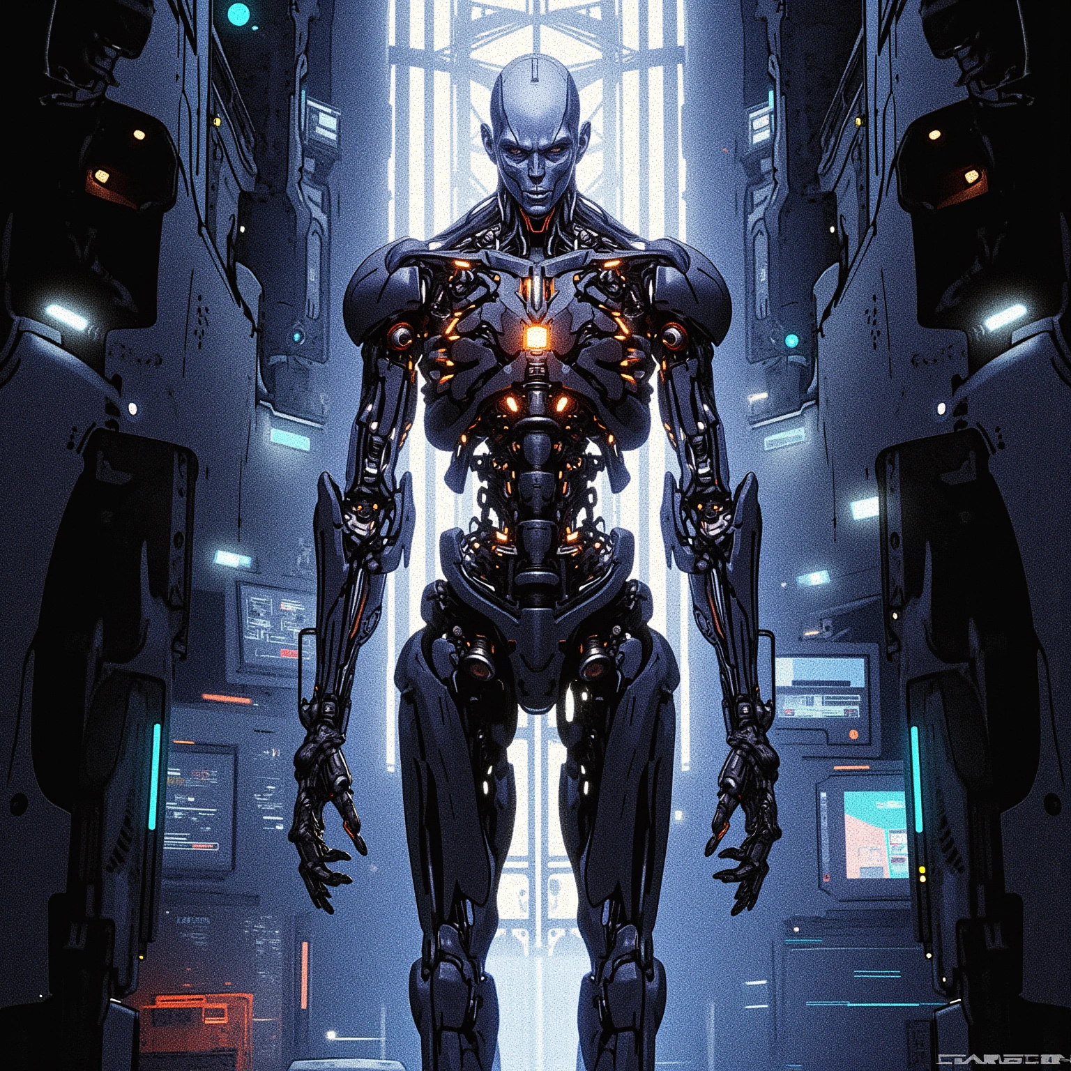 Stable Diffusion Prompt: Cyberpunk Male Skeleton in Futuristic Museum ...