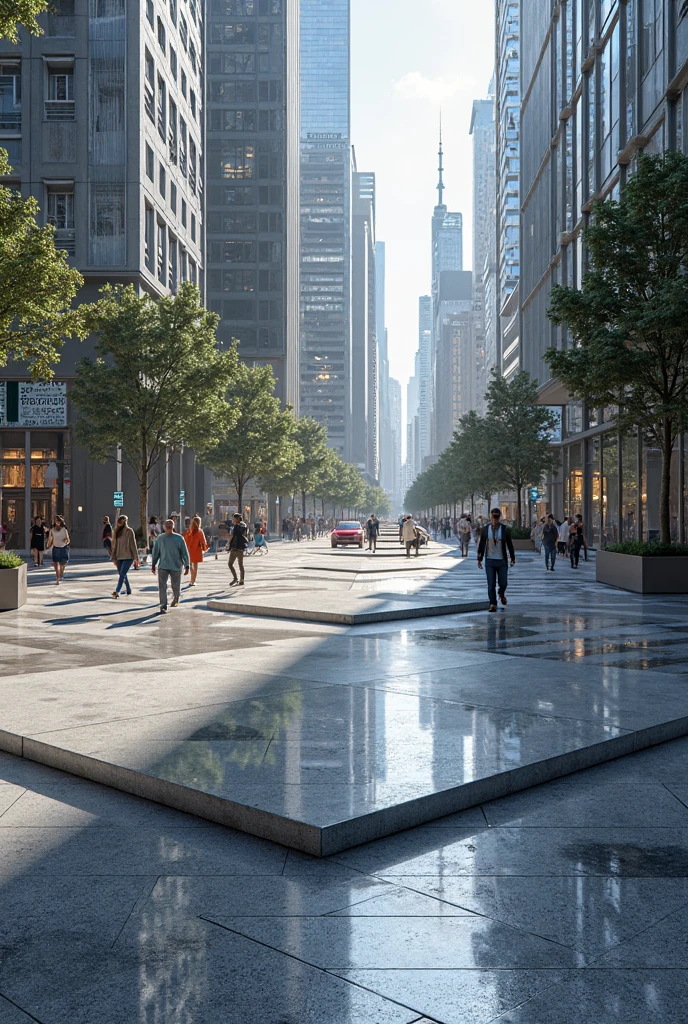 Stable Diffusion Prompt: Mirror Square is on the ground in the urban ...