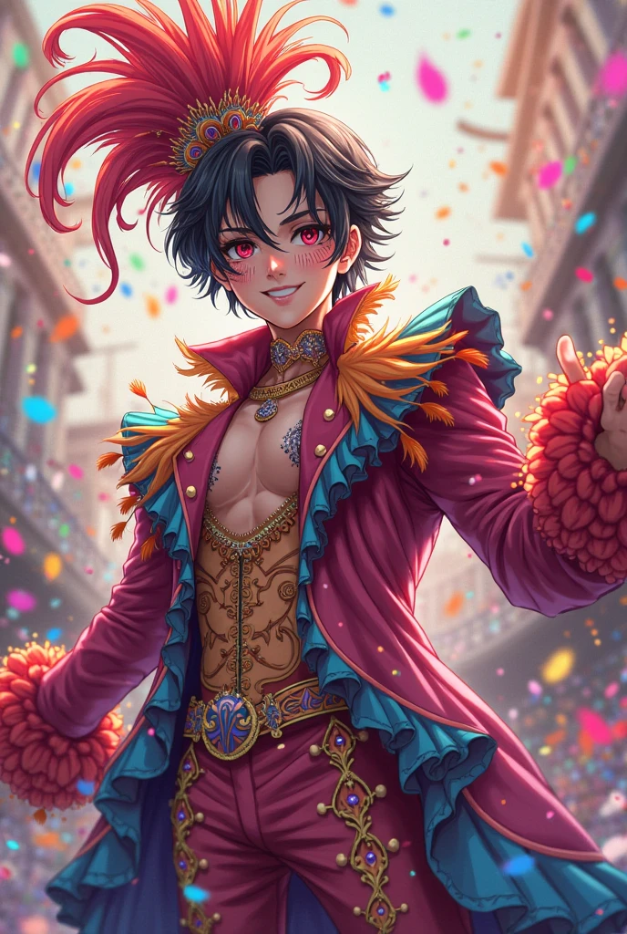 Stable Diffusion Prompt: Anime male character with carnival costume
