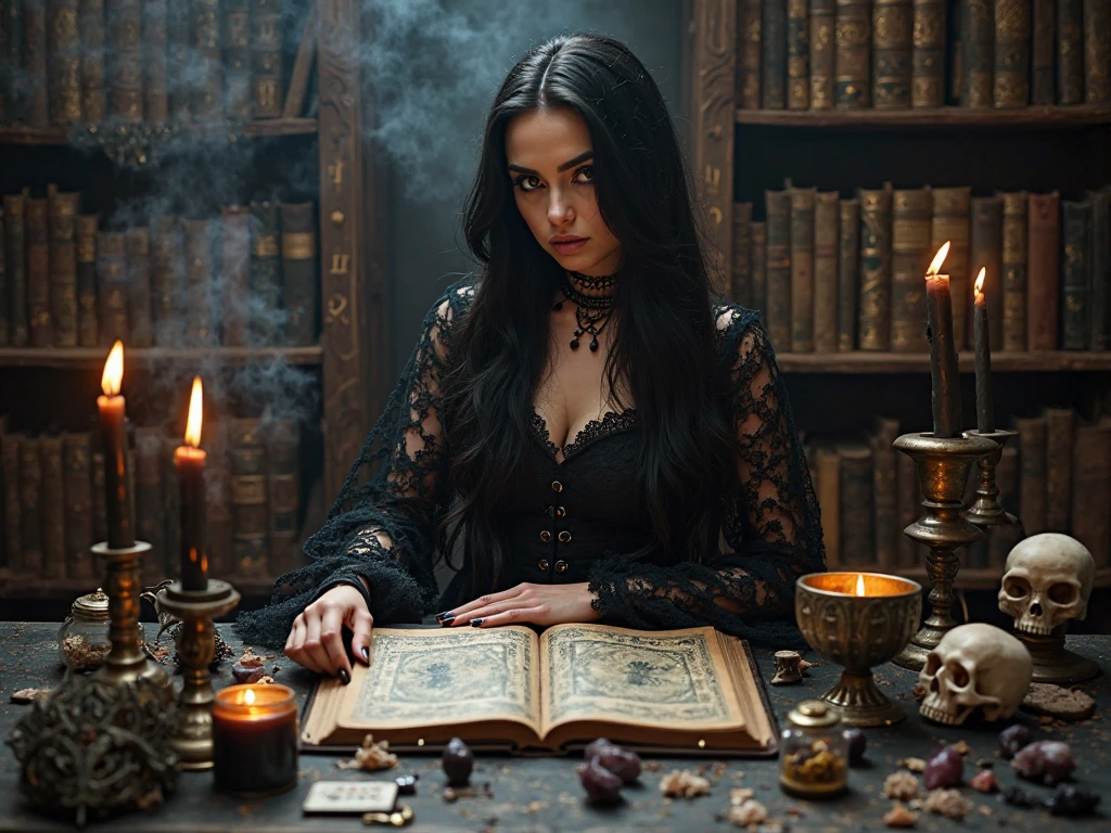 Stable Diffusion Prompt: Stunning dark witch with silky black hair ...