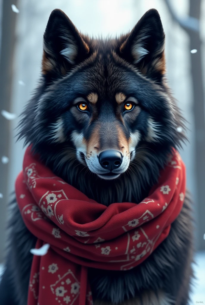 Stable Diffusion Prompt: Black wolf furry art with scarf | Cute ...