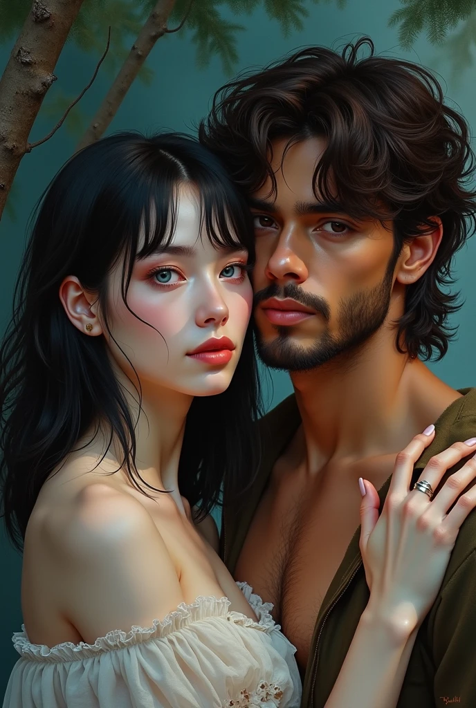 Stable Diffusion Prompt: Two men, one with shoulder-length black hair ...