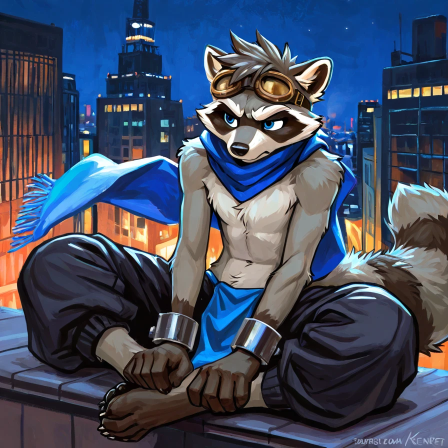 Stable Diffusion Prompt: Solo, furry, furry, raccoon, grey body, spiked ...