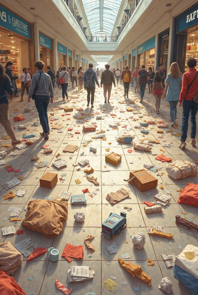 Stable Diffusion Prompt: Generate mall floor garbage to boost cleaning ...