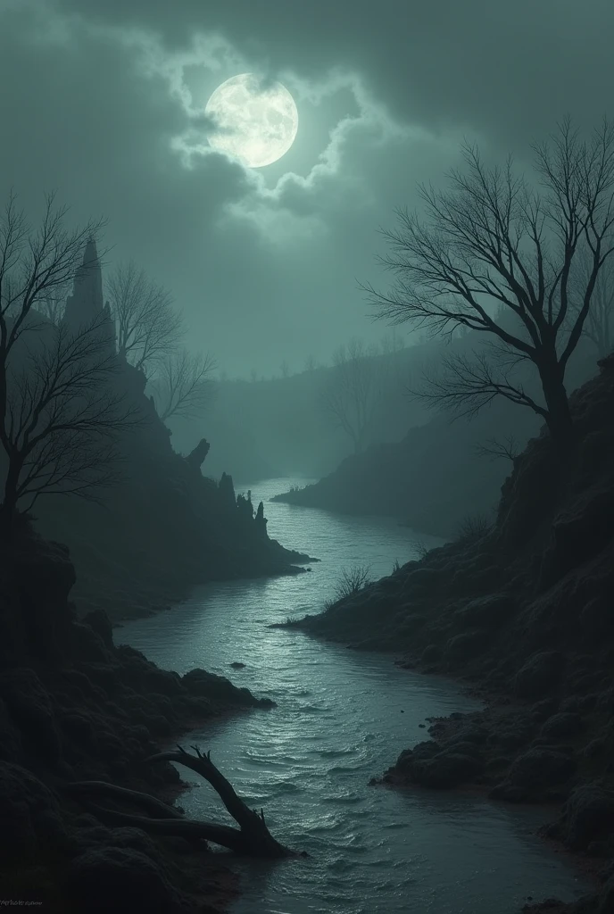 Stable Diffusion Prompt: Make a very dark river