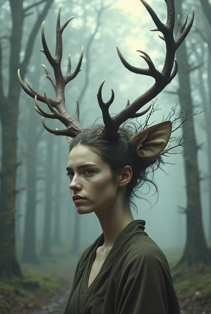 Stable Diffusion Prompt: Realistic person with deer antlers art for ...