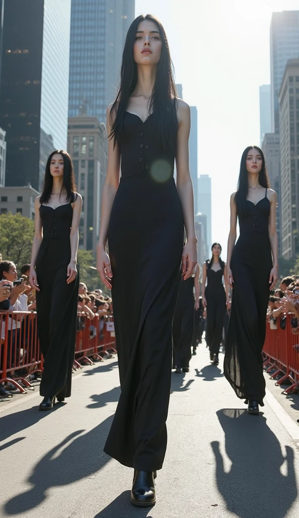 Stable Diffusion Prompt: Two women in dresses and heels walking down a ...