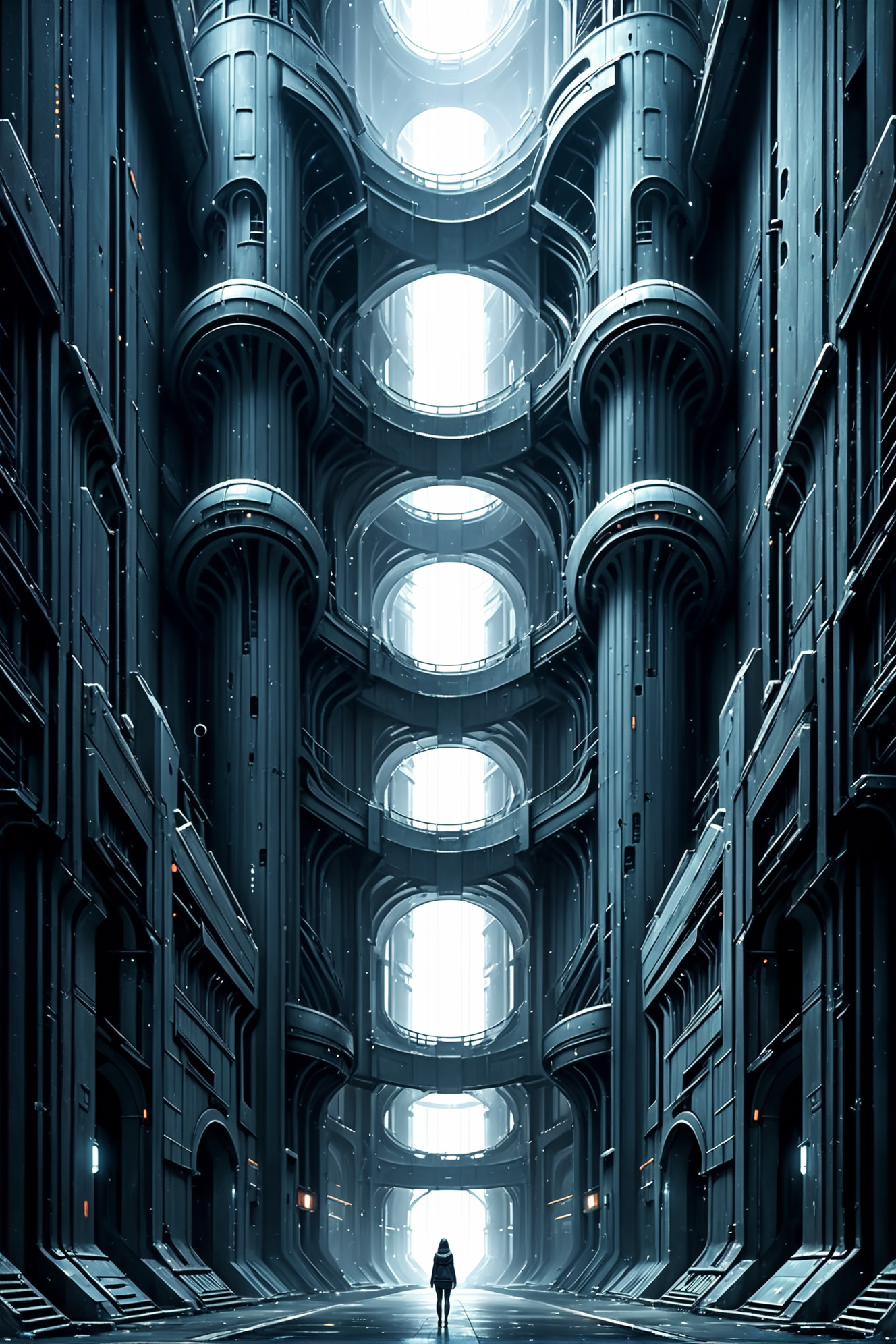 Stable Diffusion Prompt: A man in a dark room with many windows ...